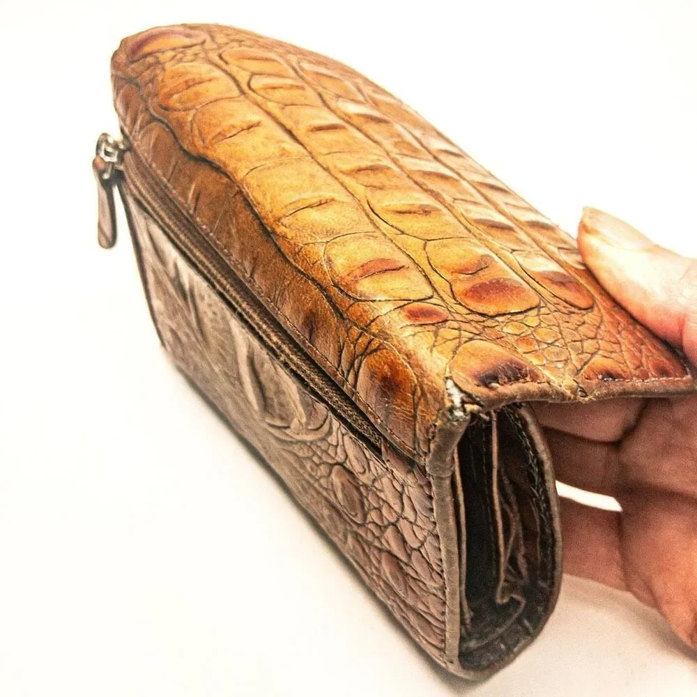VTG Brahmin Pecan Melbourne Leather Trifold Wallet